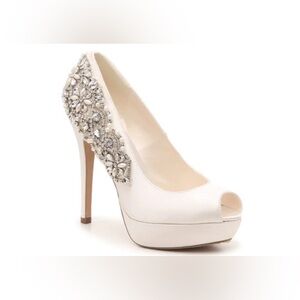 Paradox London Embellished Rhinestone Wedding Cocktail Party Peep Toe Pumps 6.5